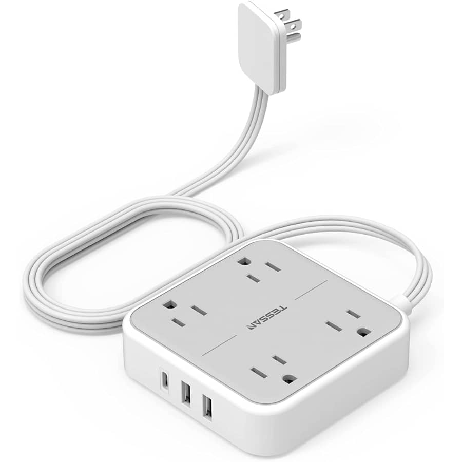 Tessan Ultra Thin 4-Outlet + 3-USB Wall Charger: $16