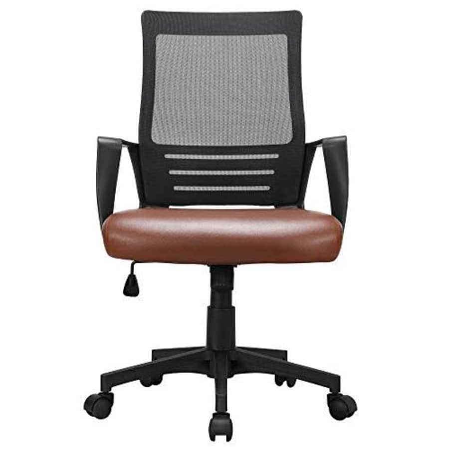 Yaheetech Mid Back Mesh Chair w/Leather Seat Executive Office Chair Computer Task Chair with for $65