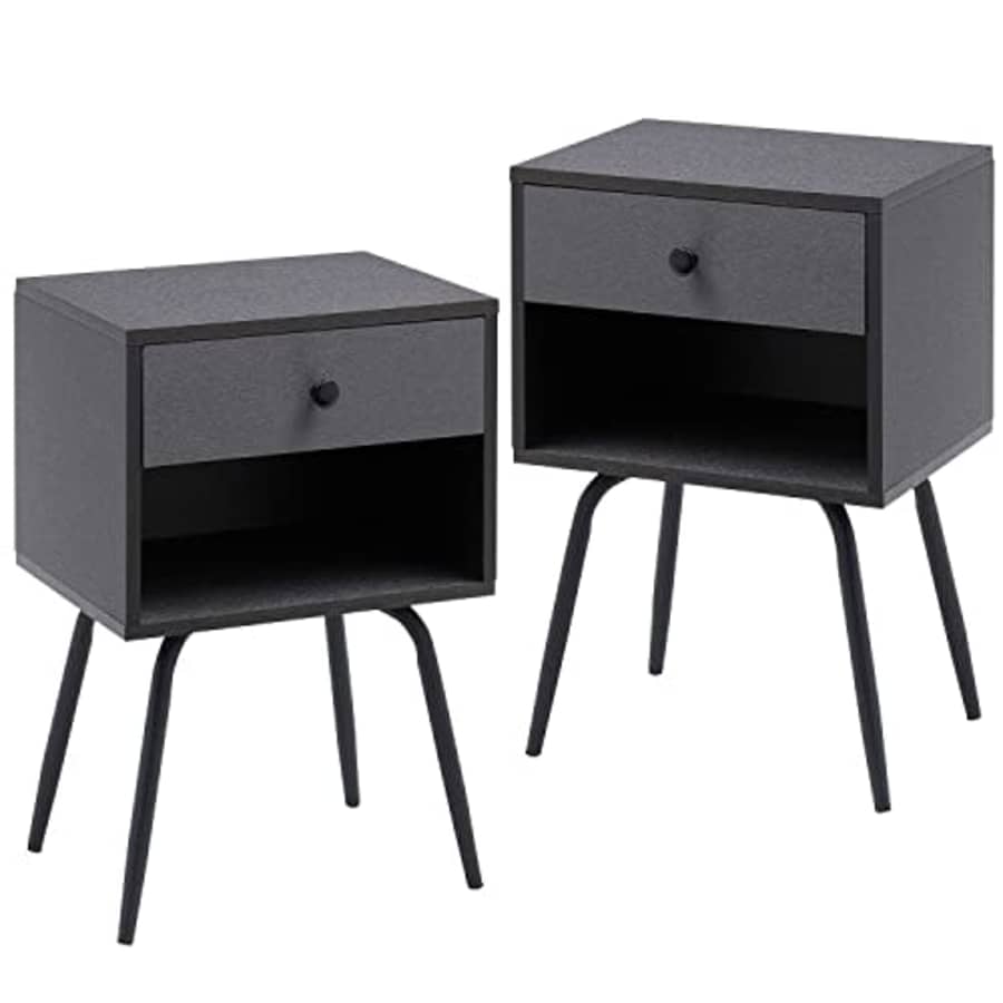 VECELO Nightstand 2-Tier Modern Night Stand/Side Table with Drawer and Open Storage Compartment, for $70 VECELO Nightstand 2-Tier Modern Night Stand/Side Table with Drawer and Open Storage Compartment, for $70
