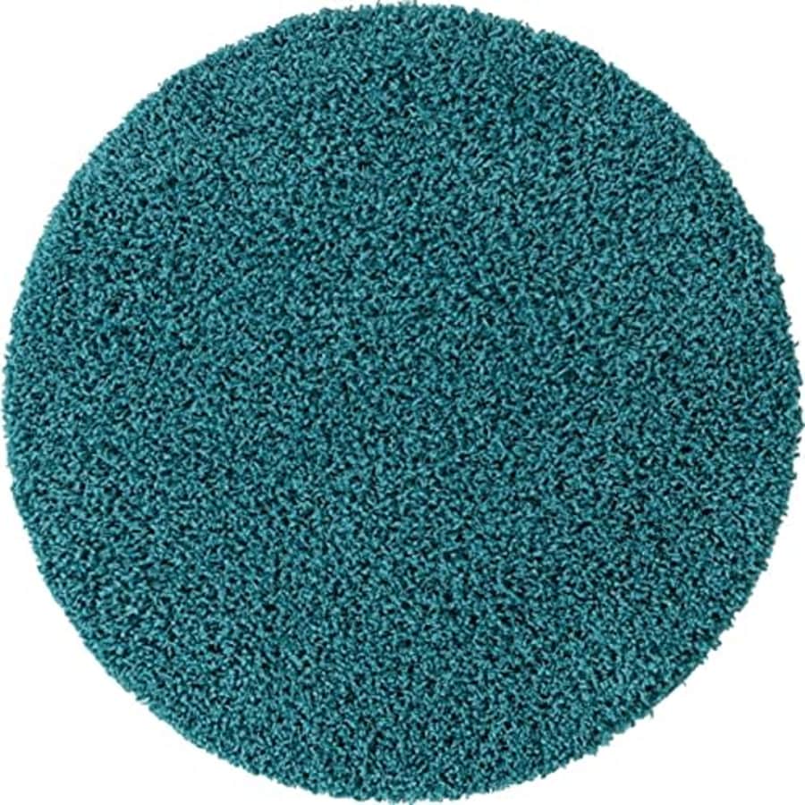 Unique Loom Solo Solid Shag Collection Area Modern Plush Rug Lush & Soft, 3' 3" x 3' 3", Aqua Blue for $32