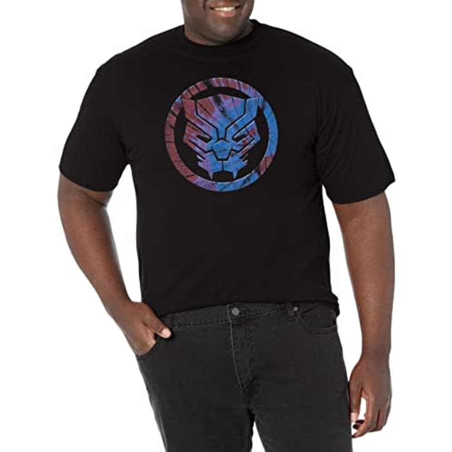 Marvel Big & Tall Classic Panther Tie-Dye Men's Tops Short Sleeve Tee Shirt, Black, X-Large for $22 Marvel Big & Tall Classic Panther Tie-Dye Men's Tops Short Sleeve Tee Shirt, Black, X-Large for $22