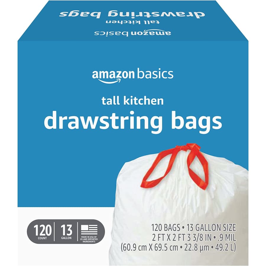 Amazon Basics 13-Gallon Tall Kitchen Drawstring Trash Bags 120-Pack for $18 via Sub & Save