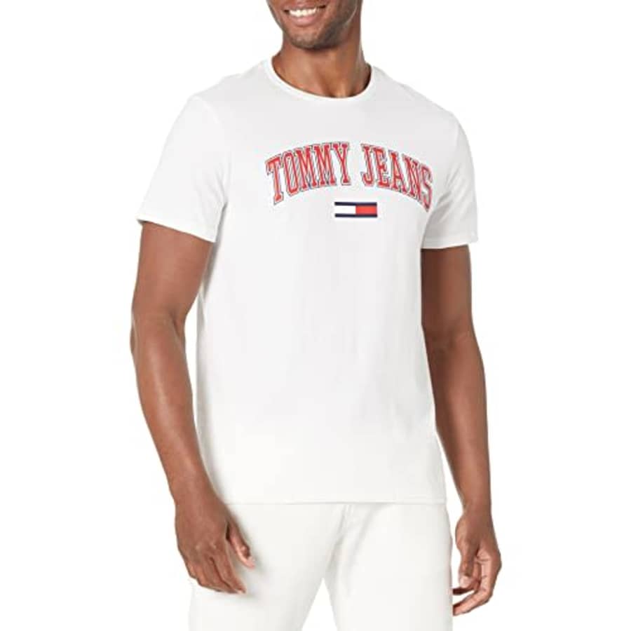 Tommy Hilfiger Men's Tommy Jeans Short Sleeve T-Shirt, Bright White, XL for $28