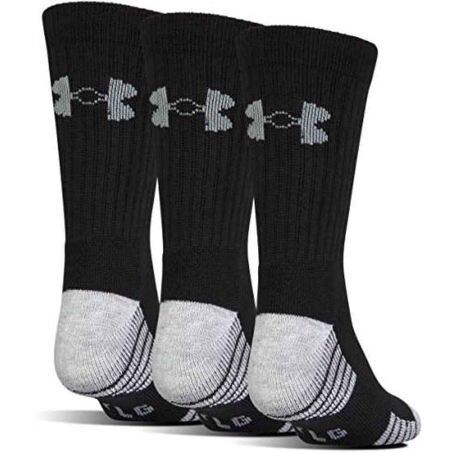 Under Armour Adult Heatgear Tech Crew Socks, 3-Pairs, Black, Medium for $28 Under Armour Adult Heatgear Tech Crew Socks, 3-Pairs, Black, Medium for $28