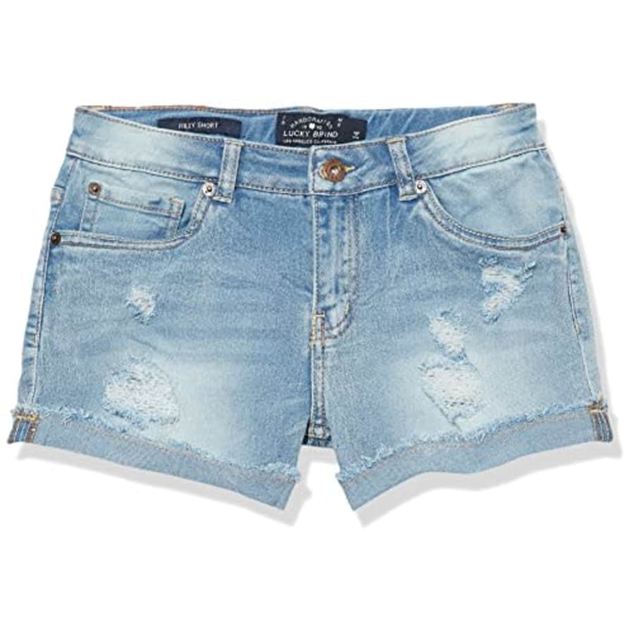 Lucky Brand Girls' Cuffed Jean Shorts, Stretch Denim with 5 pockets, Mid to High Rise Waist, Ronnie for $27