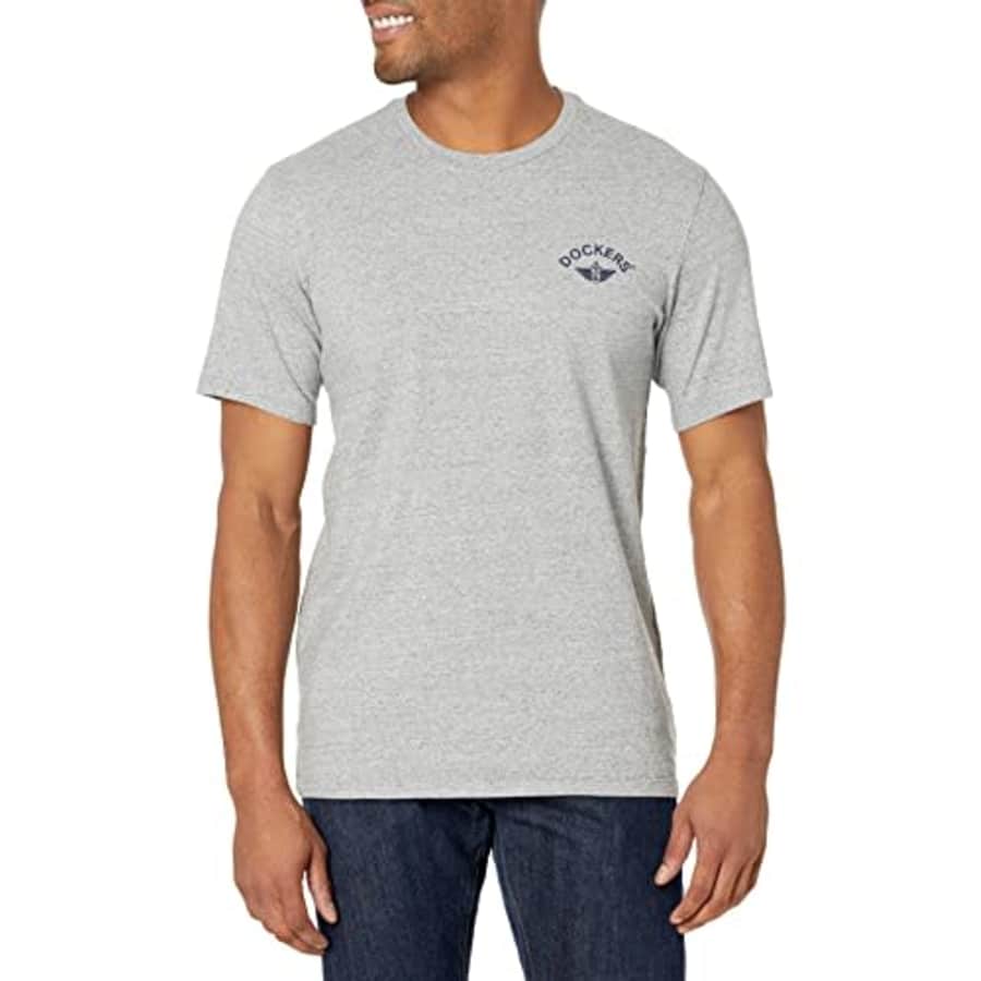 Dockers Men's Slim Fit Short Sleeve Graphic Tee Shirt, (New) (New) Smokestack Heather-Anchor Logo, for $10
