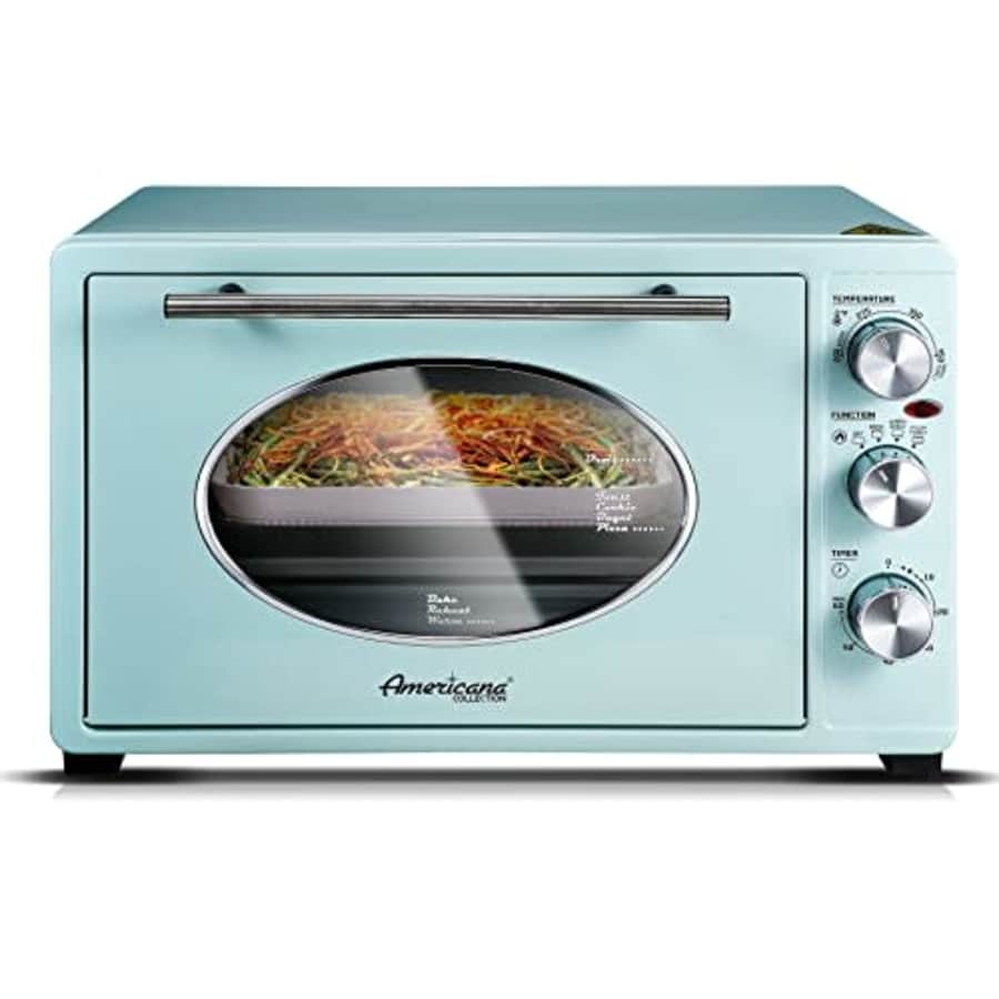 Elite Gourmet Americana by Elite ETO3300M Vintage 50s Diner Retro Countertop Toaster oven, Bake, Broil, Toast, for $71