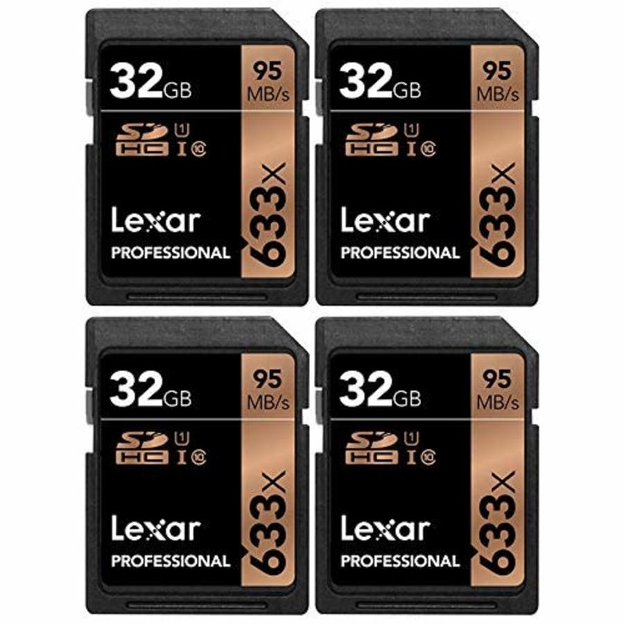 Lexar LSD32GCB1NL633 Professional 633x 32GB SDHC UHS-1 Class 10 Memory Card 4 Pack for $102