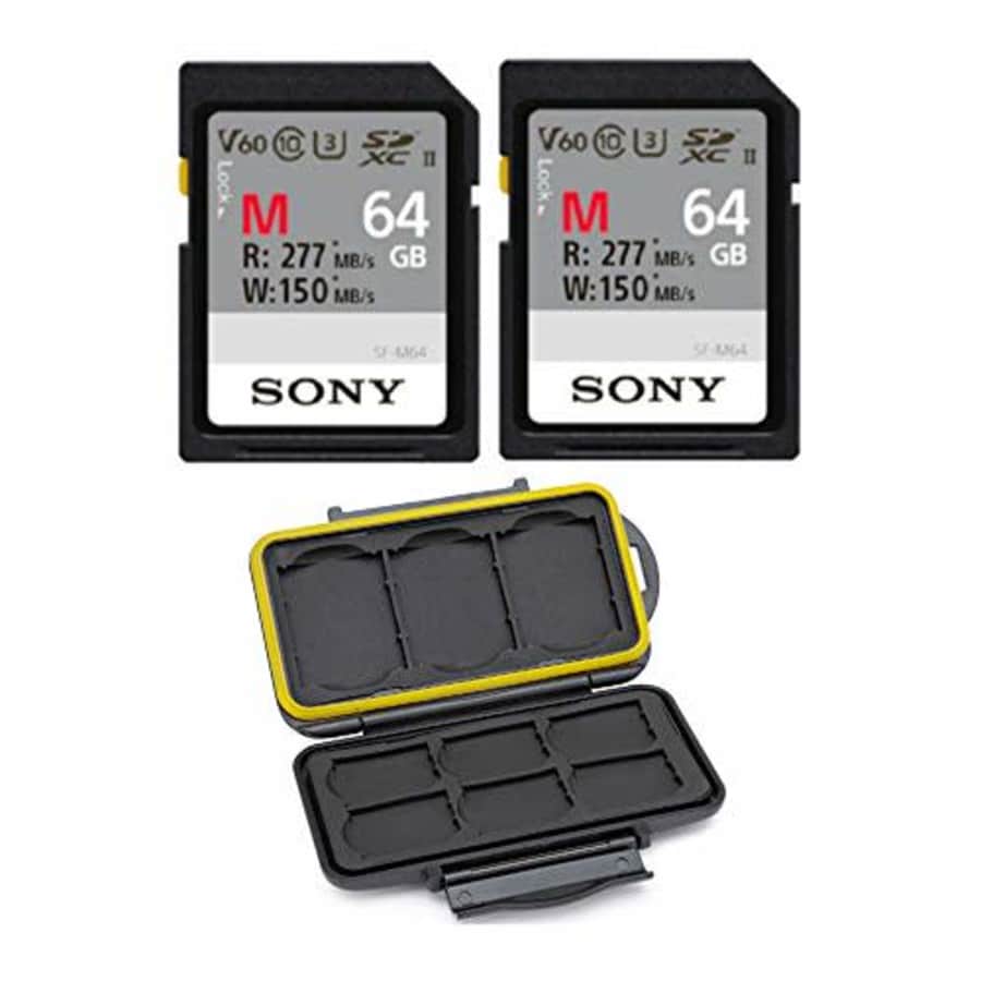 Sony 64GB V60 UHS-II M-Series Memory Card (2-Pack) Bundle with Memory Card Holder (3 Items) for $100