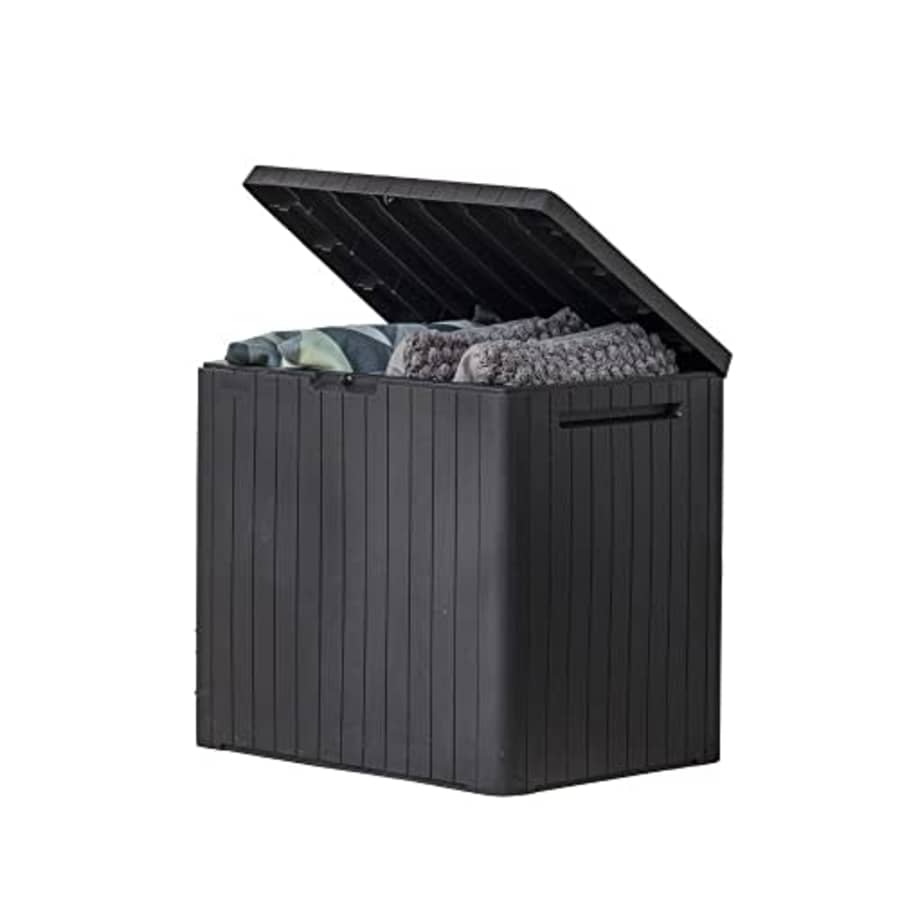 Keter City 30 Gallon Resin Outdoor Storage Box and Patio Furniture Side Table for Pool and Garden for $30 Keter City 30 Gallon Resin Outdoor Storage Box and Patio Furniture Side Table for Pool and Garden for $30