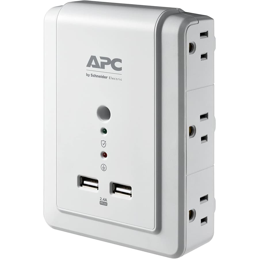 APC SurgeArrest 6-Outlet 2-USB Wall Mount Surge Protector for $14