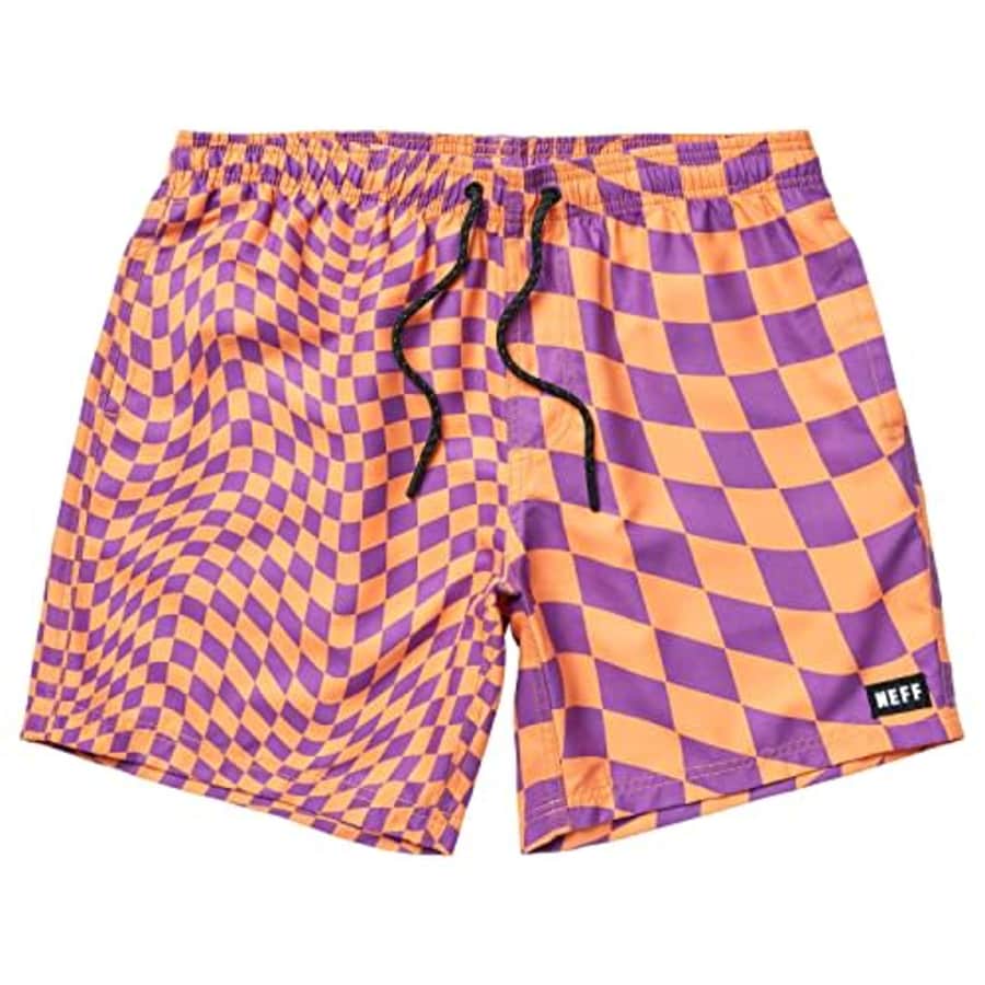 NEFF Men's Standard Daily Hot Tub Board Shorts for Swimming, Orange/Purple, X-Large for $14