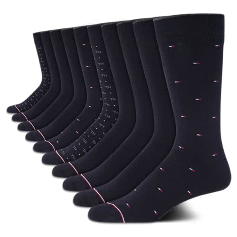 Tommy Hilfiger Men's Dress Socks - Classic Comfort Crew Sock (10 Pack), Size 7-12, Classic Navy for $41 Tommy Hilfiger Men's Dress Socks - Classic Comfort Crew Sock (10 Pack), Size 7-12, Classic Navy for $41