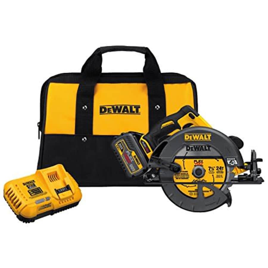 DEWALT FLEXVOLT 60V MAX Circular Saw with Brake Kit, 7 1/4-Inch, Brushless, Fast Charger (DCS575T1) for $500 DEWALT FLEXVOLT 60V MAX Circular Saw with Brake Kit, 7 1/4-Inch, Brushless, Fast Charger (DCS575T1) for $500