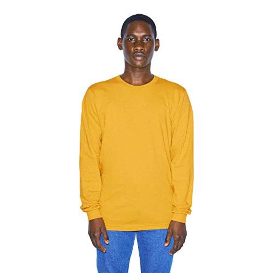 American Apparel Men's Organic Fine Jersey Crewneck Long Sleeve T-Shirt, Pollen, 2X-Large for $19