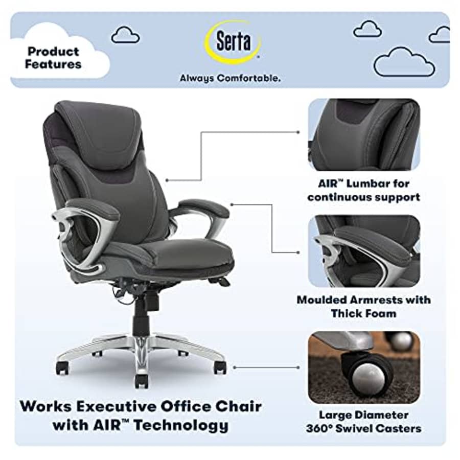 Serta AIR Health and Wellness Executive Office Chair High Back Ergonomic for Lumbar Support Task for $260 Serta AIR Health and Wellness Executive Office Chair High Back Ergonomic for Lumbar Support Task for $260