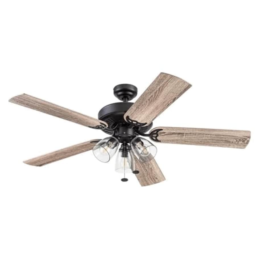 Prominence Home Saybrook, 52 inch Indoor Farmhouse LED Ceiling Fan with Light, Pull Chain, Three for $153
