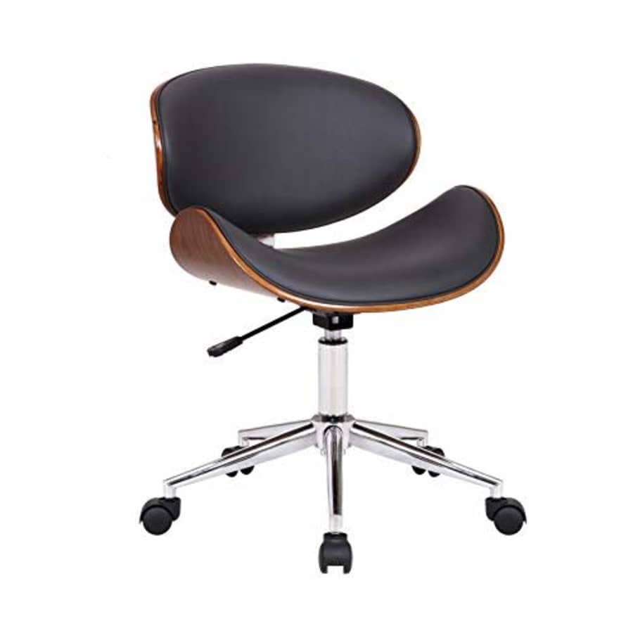 Armen Living Daphne Modern Office Chair in Chrome Finish with Gray Faux Leather and Walnut Veneer for $140 Armen Living Daphne Modern Office Chair in Chrome Finish with Gray Faux Leather and Walnut Veneer for $140