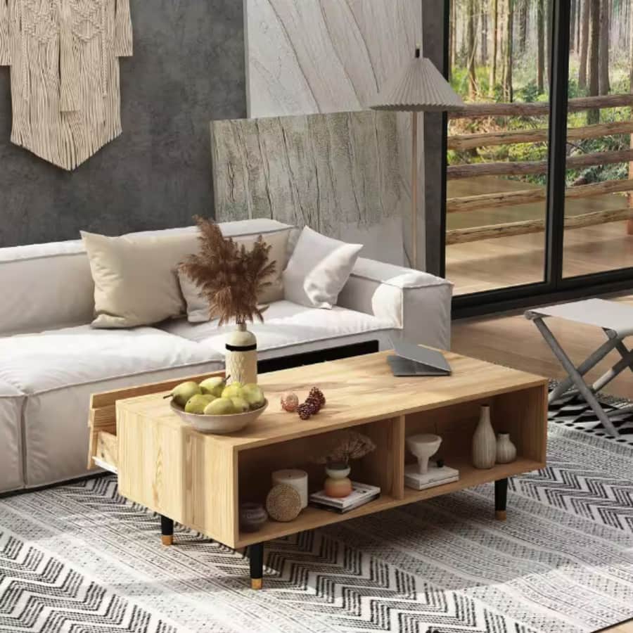 39.4" Burly Wood Wooden End Table for $52