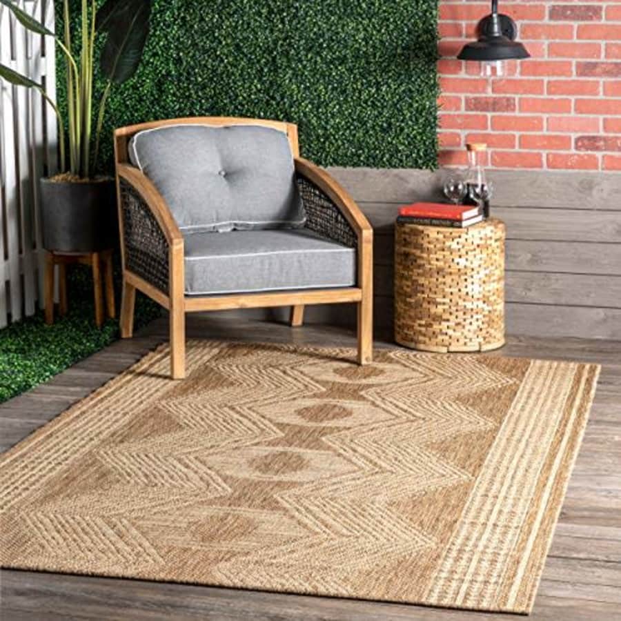 NuLOOM Ranya Tribal Indoor/Outdoor Area Rug, 5' x 8', Light Brown for $35