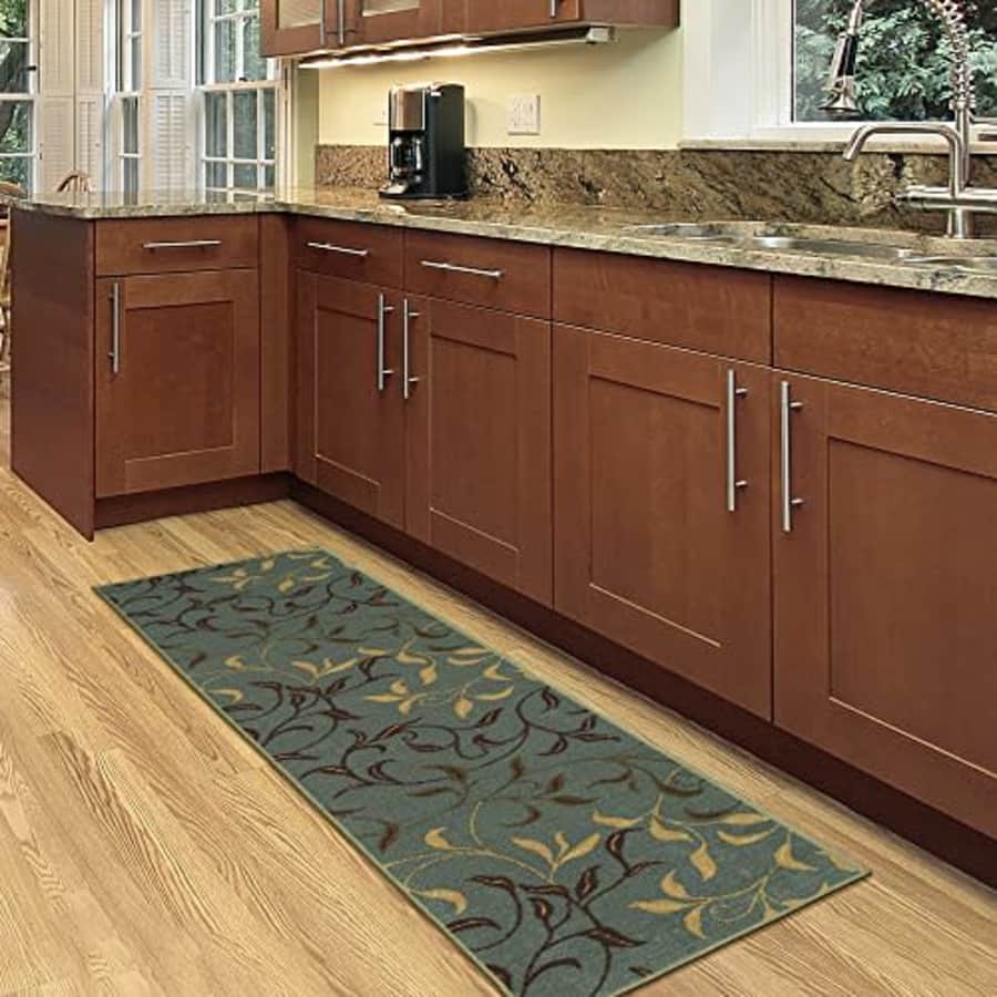 Ottomanson Ottohome Collection Non-Slip Rubberback Leaves Design 2x5 Indoor Runner Rug, 20" x 59", for $25