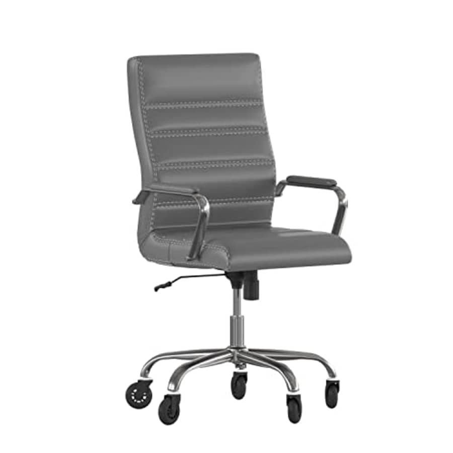Flash Furniture Whitney High Back Gray LeatherSoft Executive Swivel Office Chair with Chrome Frame, for $198