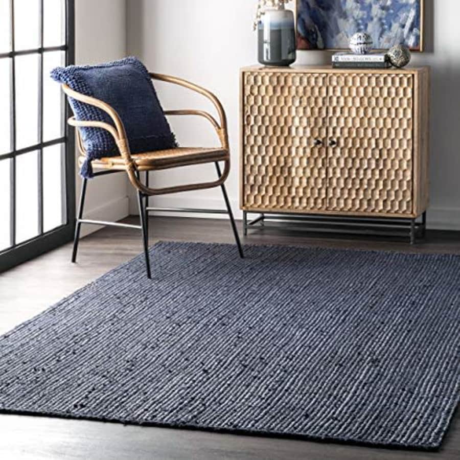 nuLOOM Rigo Hand Woven Farmhouse Jute Area Rug, 5' x 8', Navy for $61 nuLOOM Rigo Hand Woven Farmhouse Jute Area Rug, 5' x 8', Navy for $61