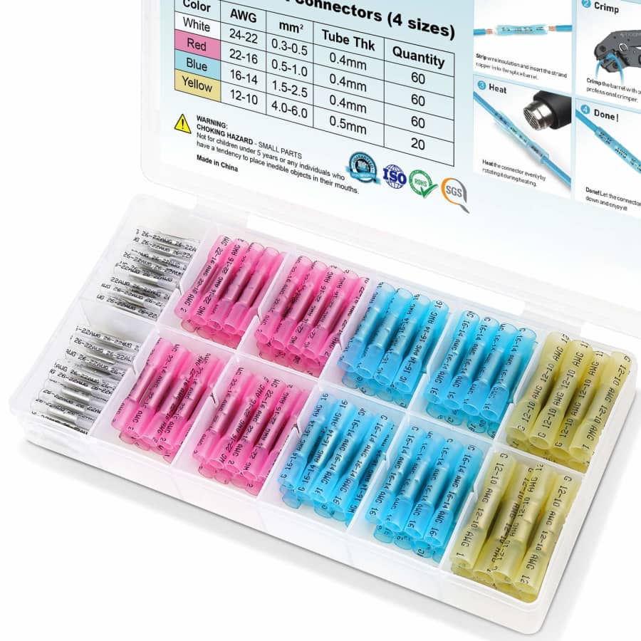 Ticonn 200-Piece Heat Shrink Butt Connector Kit for $17
