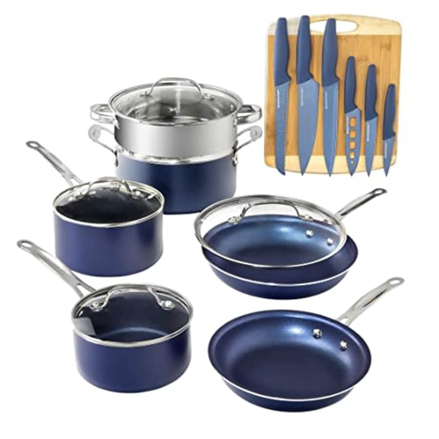 Granitestone 17 Piece Complete Nonstick Cookware Set - Includes 10 Piece Pots and pans Set + 6 for $90 Granitestone 17 Piece Complete Nonstick Cookware Set - Includes 10 Piece Pots and pans Set + 6 for $90