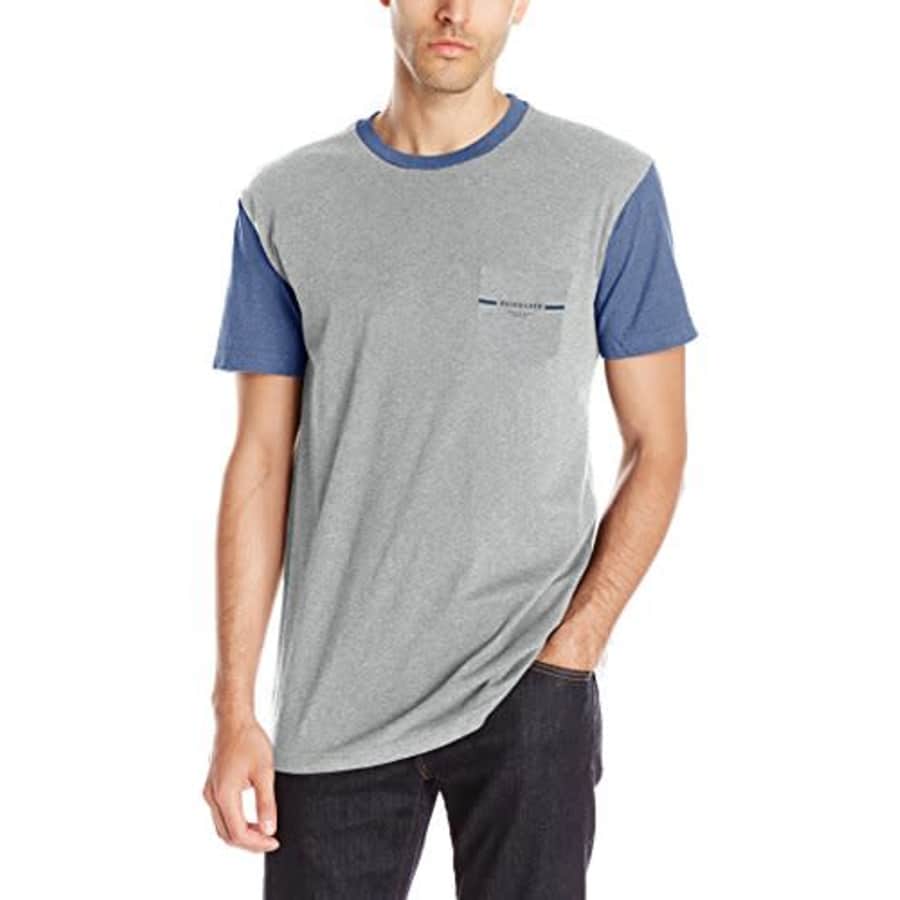 Quiksilver Men's Baysic Pocket T-Shirt, Light Grey Heather, S for $9