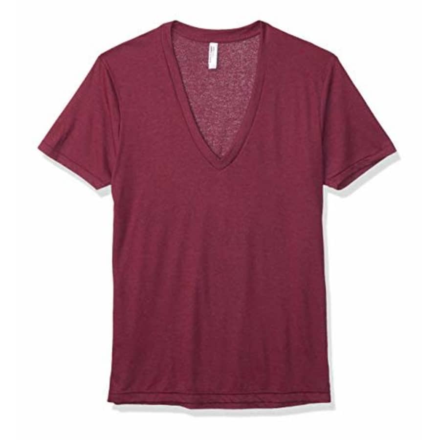 American Apparel Men's Blend Deep V-Neck Short Sleeve T-Shirt, Tri-Cranberry, Large for $18