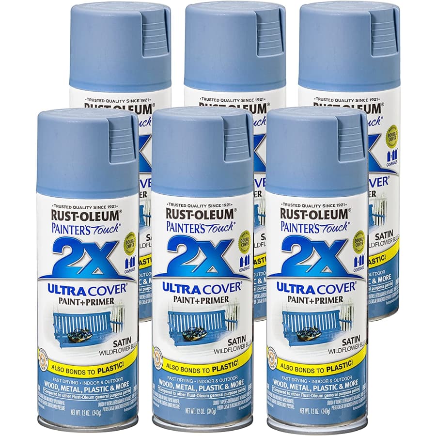 Rust-Oleum Wildflower Blue Ultra Cover 2X Enamel Spray Paint 12-oz. Can 6-Pack for $42 Rust-Oleum Wildflower Blue Ultra Cover 2X Enamel Spray Paint 12-oz. Can 6-Pack for $42