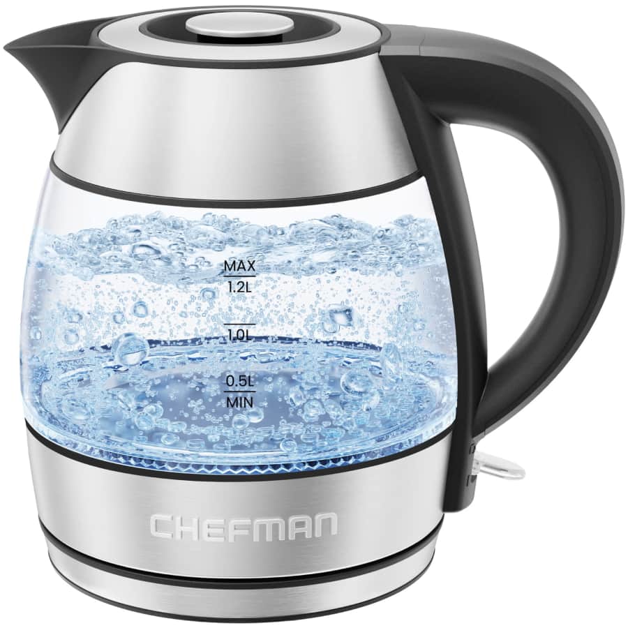 Chefman 1.2L Rapid Boil Glass Kettle for $15 Chefman 1.2L Rapid Boil Glass Kettle for $15