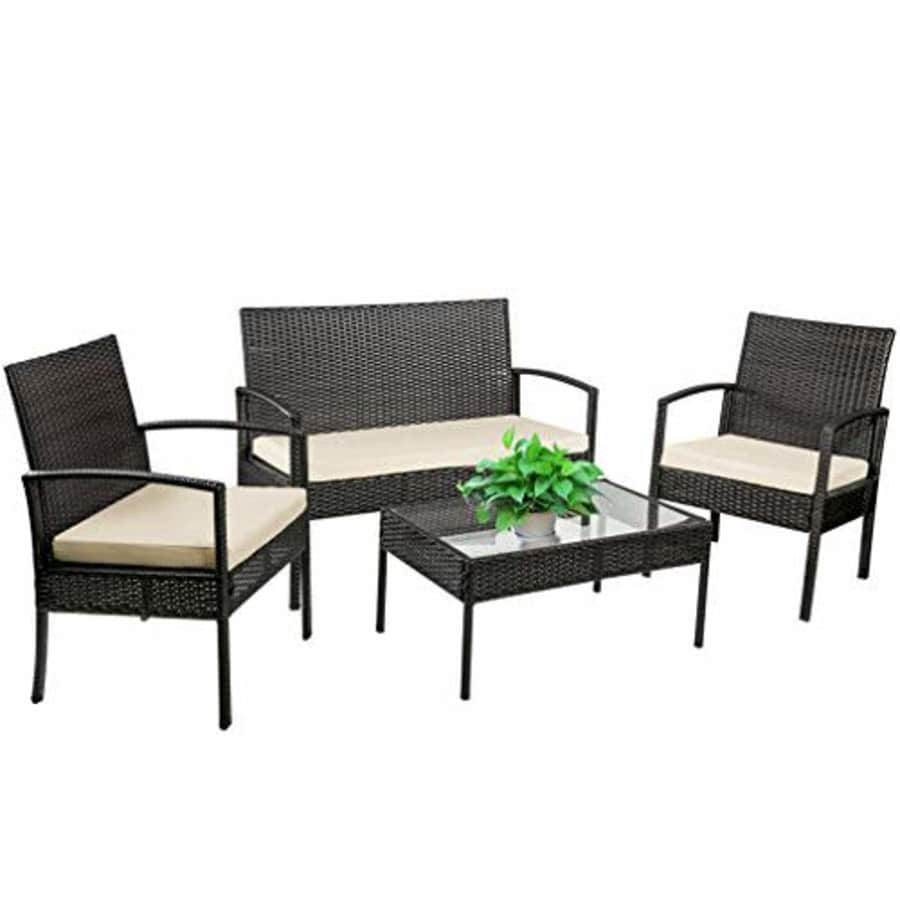 FDW 4 Pieces Outdoor Wicker Patio Furniture Sets Rattan Chair Wicker Conversation Set Patio Chair for $260