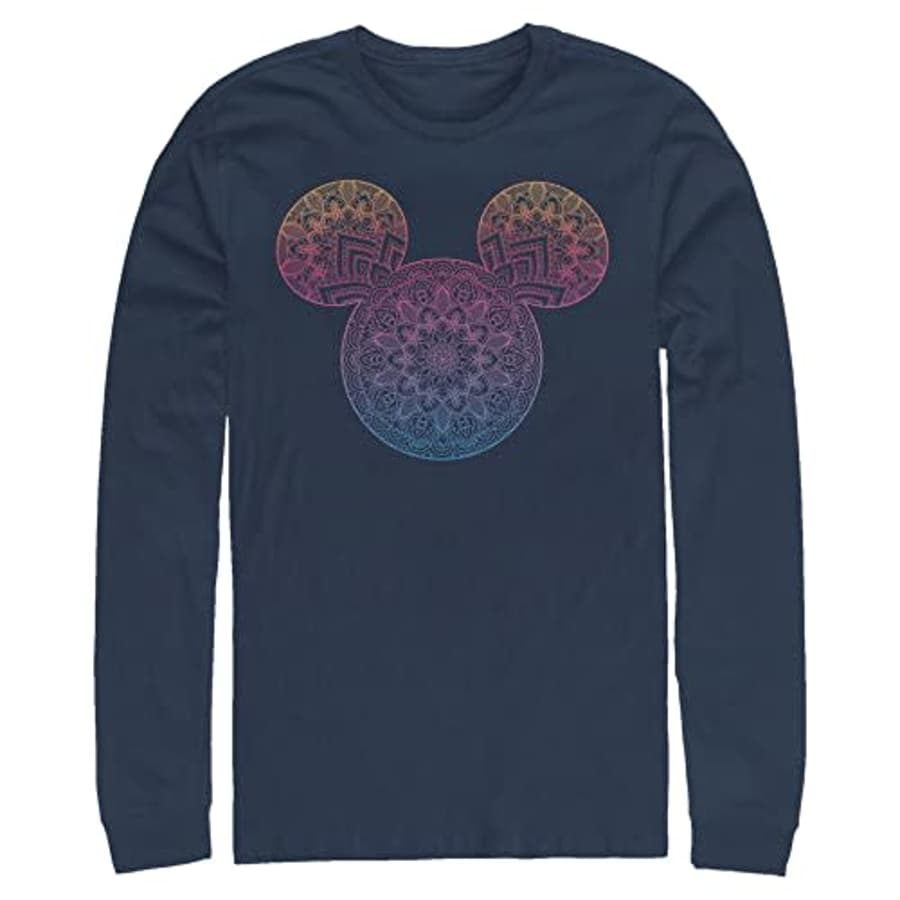 Disney Big & Tall Men's Classic Mickey Mandala Fill Tops Long Sleeve Tee Shirt, Navy Blue, 4X-Large for $13
