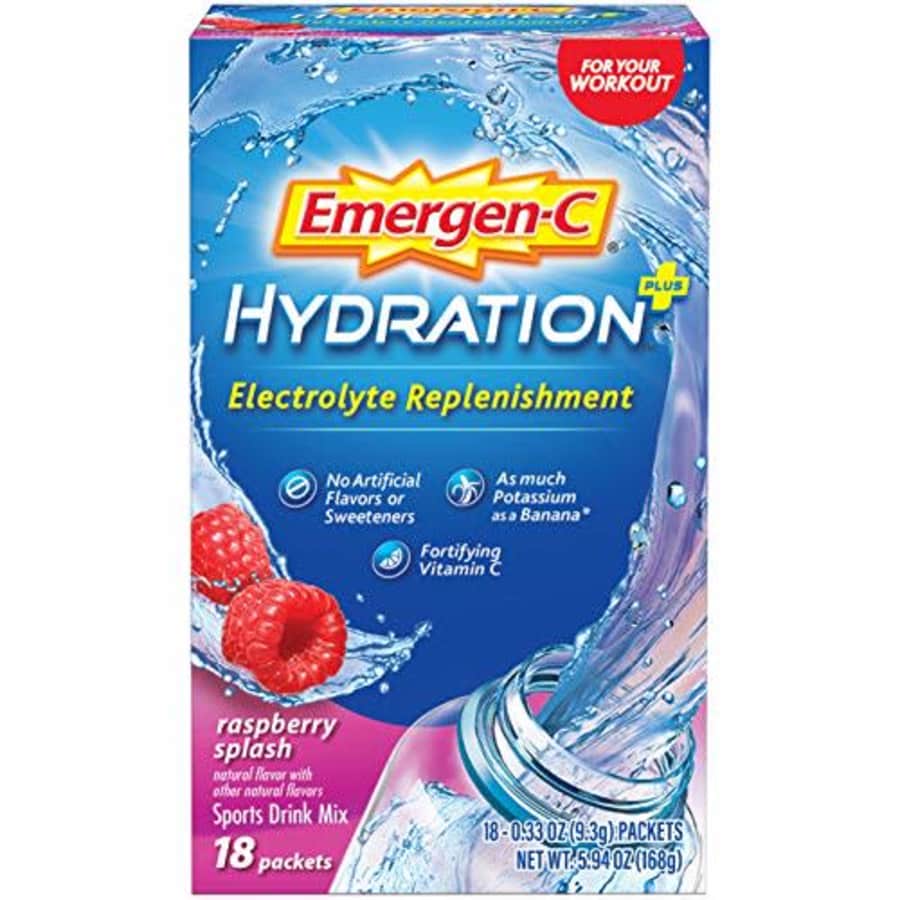 Emergen-C Hydration+ Sports Drink Mix With Vitamin C (18 Count, Raspberry Flavor), Electrolyte for $12