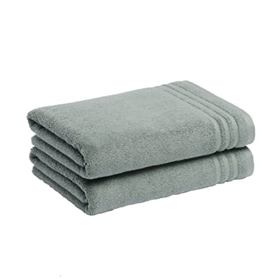 Amazon Basics Cotton Bath Towels, Made with 30% Recycled Cotton Content - 2-Pack, Green for $18