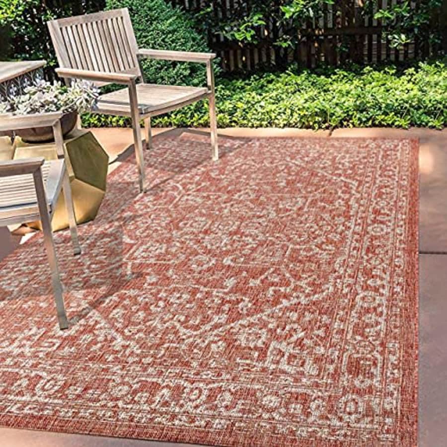 JONATHAN Y SMB104A-5 Malta Bohemian Medallion Textured Weave Indoor/Outdoor Red/Taupe 5 ft. x 8 ft. for $76