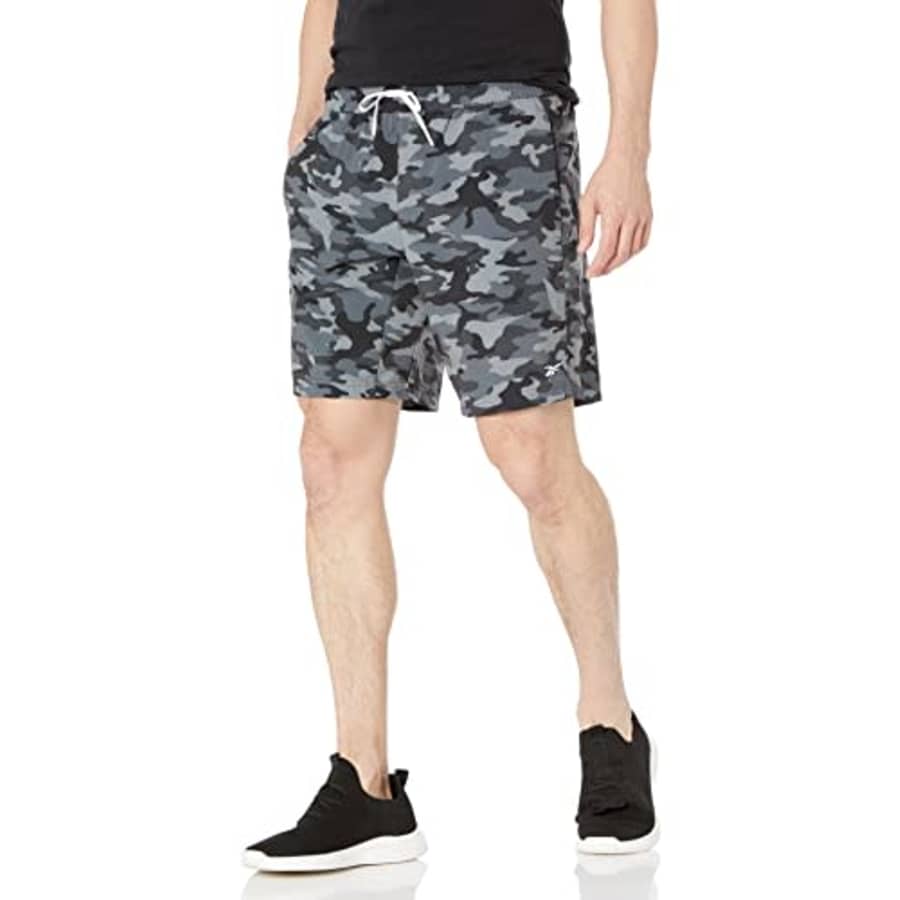 Reebok Men's Standard Workout Ready Graphic Shorts, Black/Grey All Over Camo Print, 3X-Large for $20