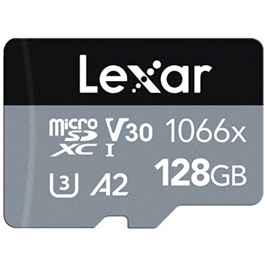 Lexar Professional 1066x 128GB microSDXC UHS-I Card w/SD Adapter Silver Series, Up to 160MB/s Read for $14