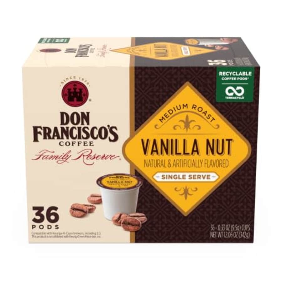 Don Francisco's Vanilla Nut Flavored Medium Roast Coffee Pods - 36 Count - Recyclable Single-Serve for $34
