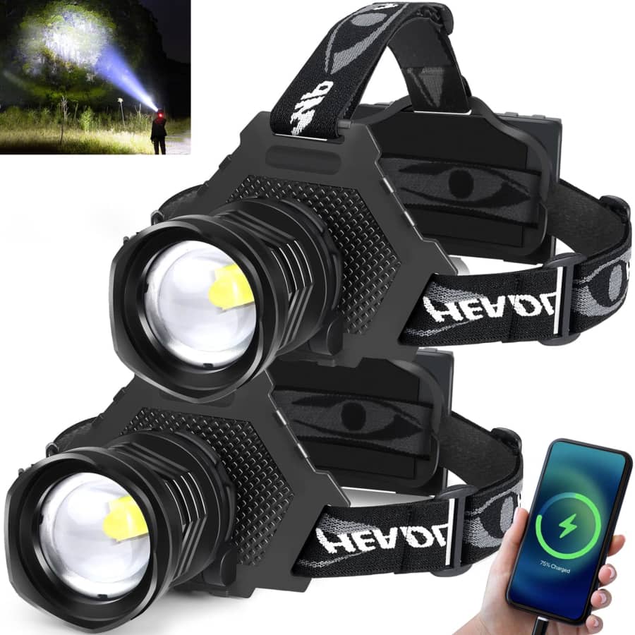 Aikertec Rechargeable LED Headlamp 2-Pack for $50 Aikertec Rechargeable LED Headlamp 2-Pack for $50