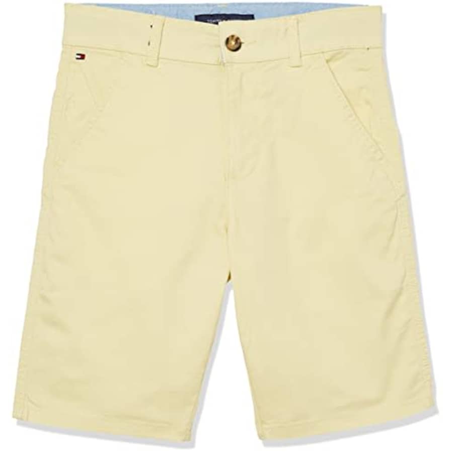 Tommy Hilfiger Boys' Big Flat Front Twill Short, FF Lemonade 22, 8 for $36