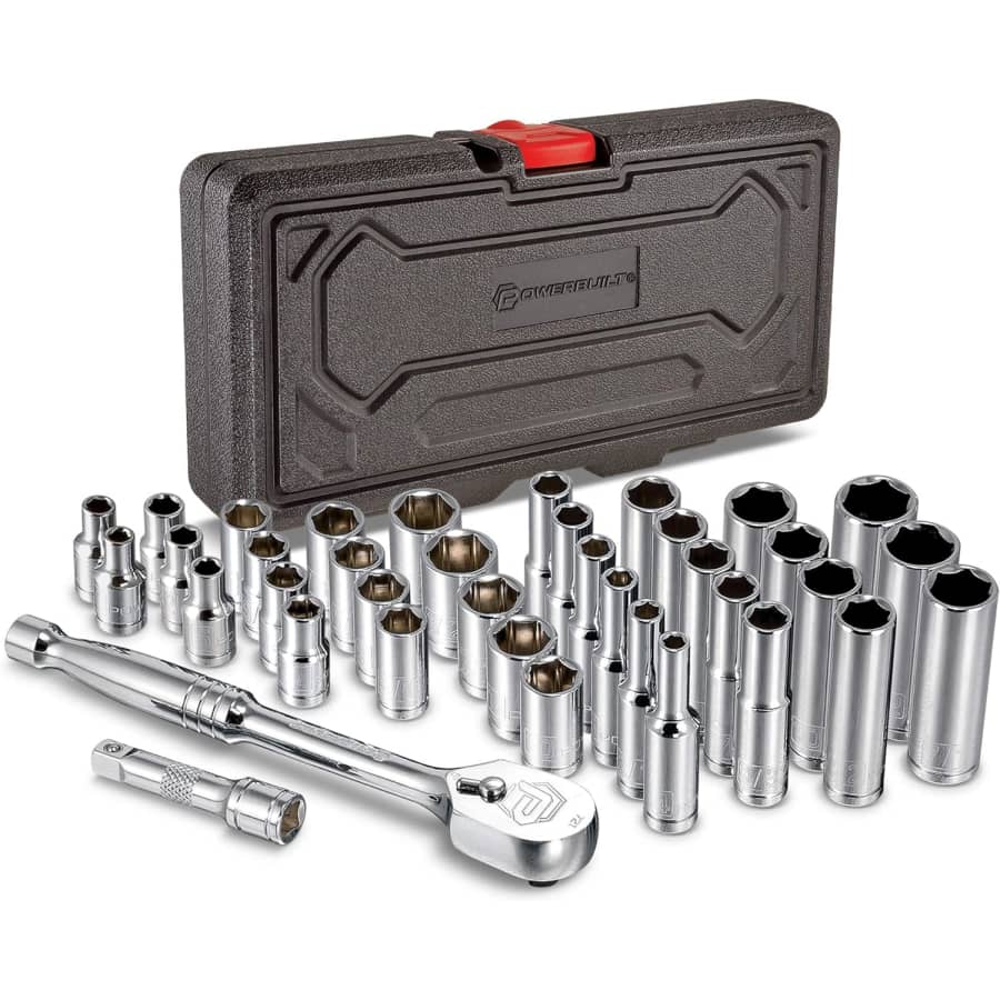 Powerbuilt 38-Piece 1/4-inch Drive Mechanics Tool Set for $22