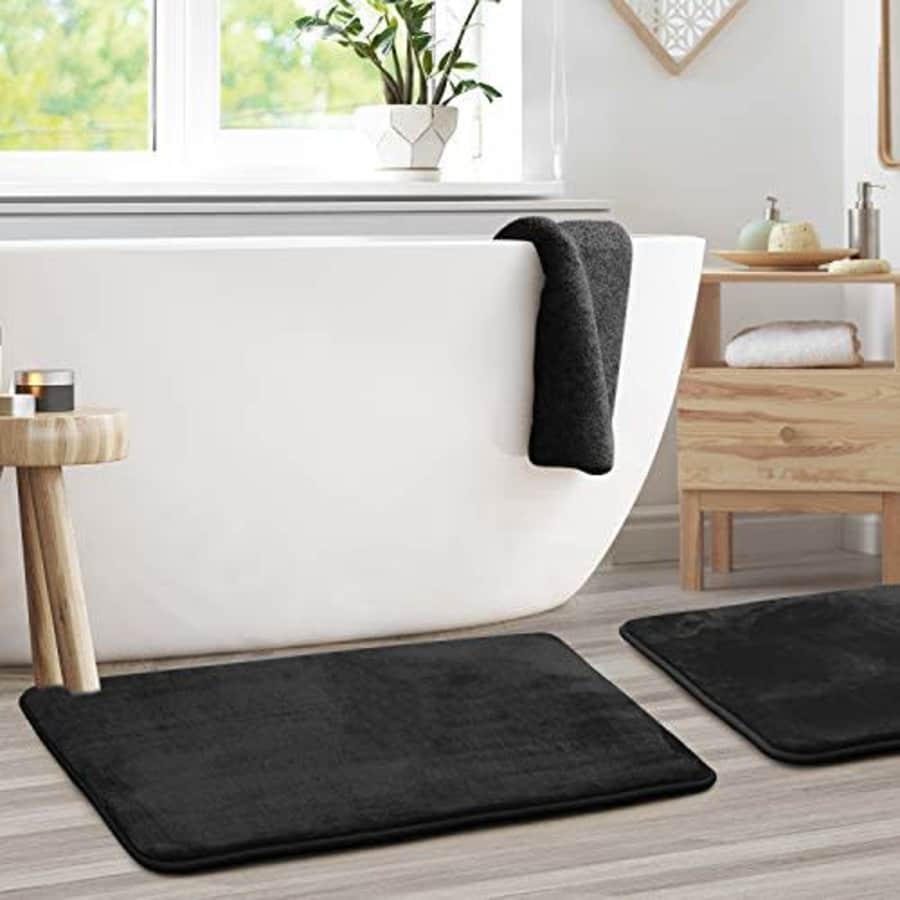 Clara Clark Memory Foam Bathrug 2 Pack Set - Black - Bath Mat and Shower Rug Large 20" x 32" Inches, Non Slip for $37 Clara Clark Memory Foam Bathrug 2 Pack Set - Black - Bath Mat and Shower Rug Large 20" x 32" Inches, Non Slip for $37