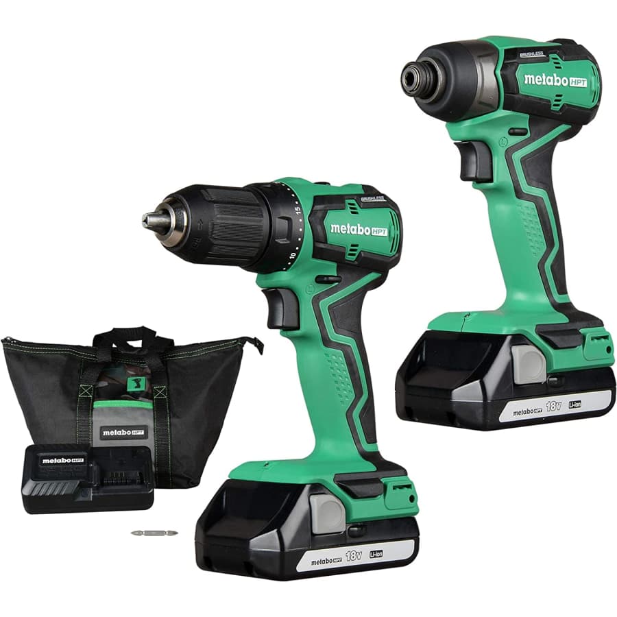 Metabo HPT 18V Brushless Cordless Drill w/ Impact Driver Combo Kit & Bonus Battery for $119