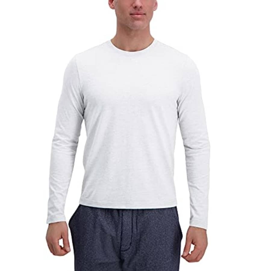 Haggar Men's Comfort Tee Shirt Long Short Sleeve Styles, Bright White, Large for $16