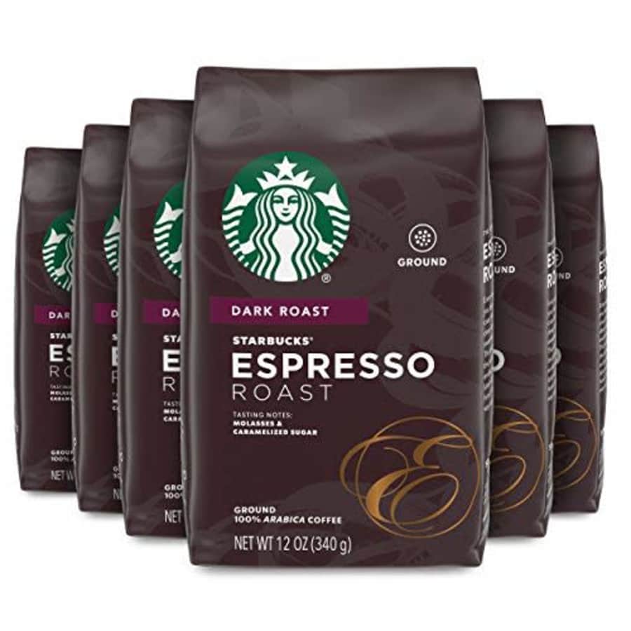 Starbucks Espresso Roast Dark Roast Ground Coffee, 12 Ounce Bag (Pack of 6) for $42