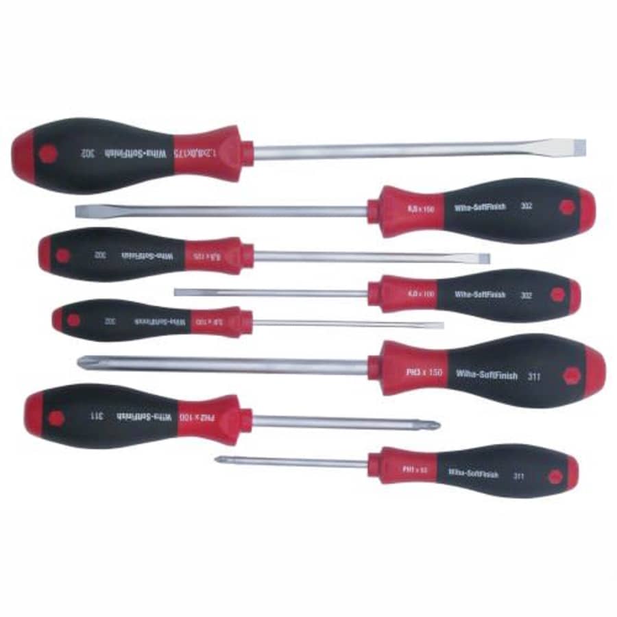 Wiha Tools Wiha 30298 8-Piece Slotted and Phillips Screwdriver Set with Soft Finish Handles for $72