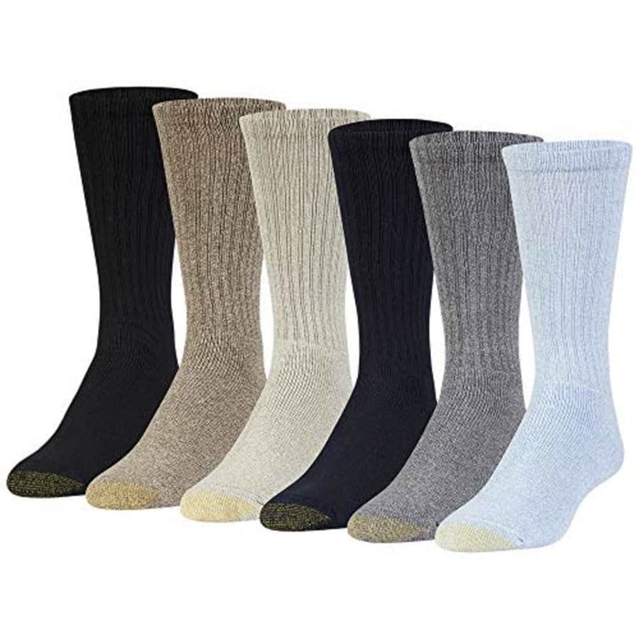 Gold Toe Men's Harrington Crew Socks, Multipairs, Washed Blue/Light (6-Pairs), Large for $25 Gold Toe Men's Harrington Crew Socks, Multipairs, Washed Blue/Light (6-Pairs), Large for $25